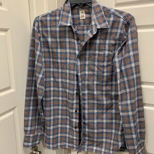 Hiroki Brown Blue Casual Button Up